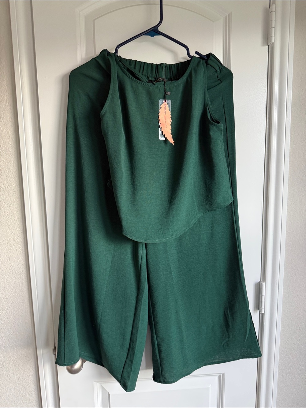 Women's Forest Green Wide-Leg Jumpsuit